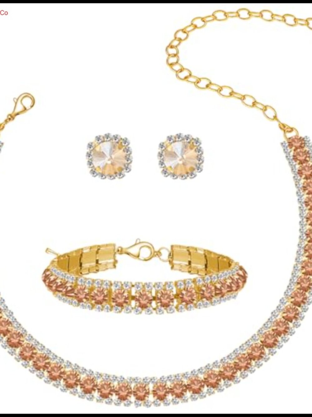 Cubic Zirconia Tennis Choker Necklace Bracelet Earrings Set